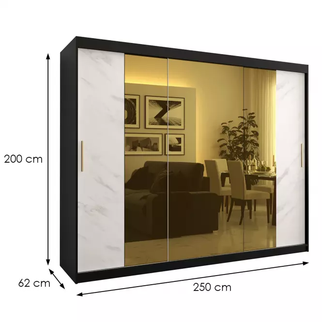 Skriňa Platinum T2 250 čierna marmur/biely