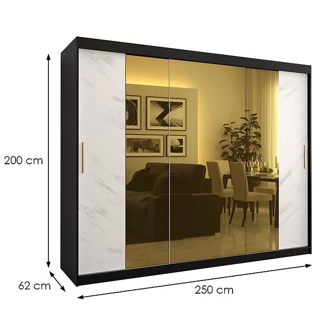Skriňa Platinum T2 250 čierna marmur/biely