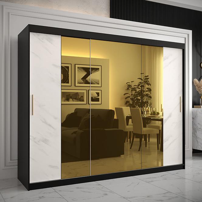 Skriňa Platinum T2 250 čierna marmur/biely