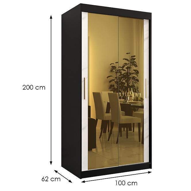 Skriňa Platinum T3 100 čierna marmur/biely