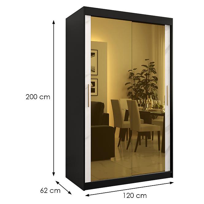 Skriňa Platinum T3 120 čierna marmur/biely