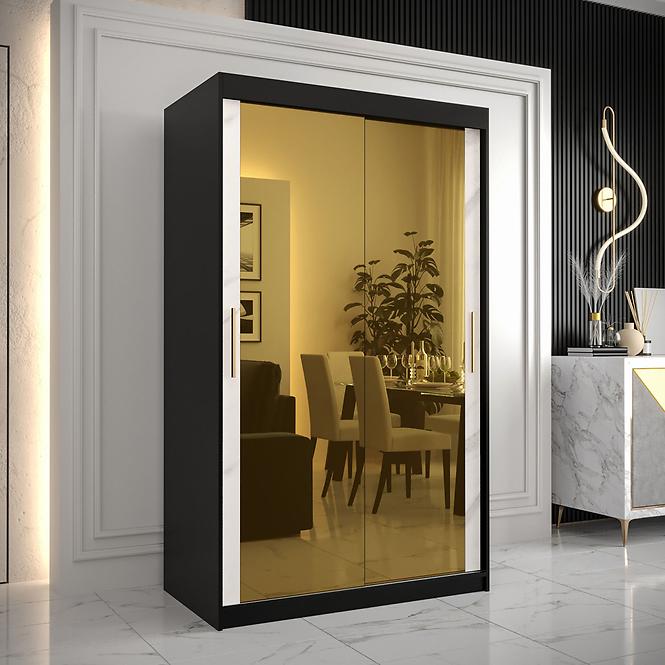 Skriňa Platinum T3 120 čierna marmur/biely
