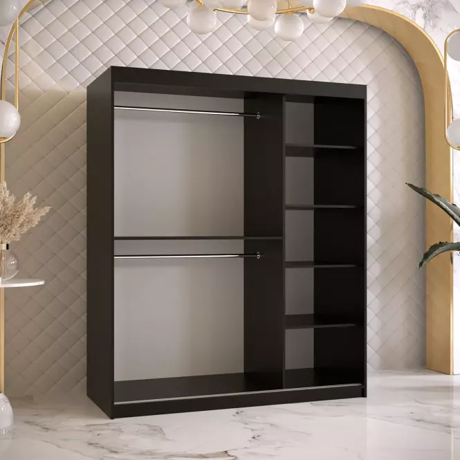 Skriňa Platinum T3 150 čierna marmur/biely