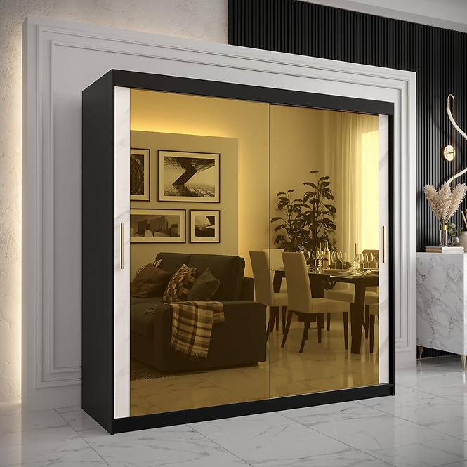 Skriňa Platinum T3 200 čierna marmur/biely,5