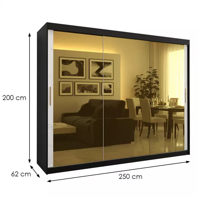 Skriňa Platinum T3 250 čierna marmur/biely