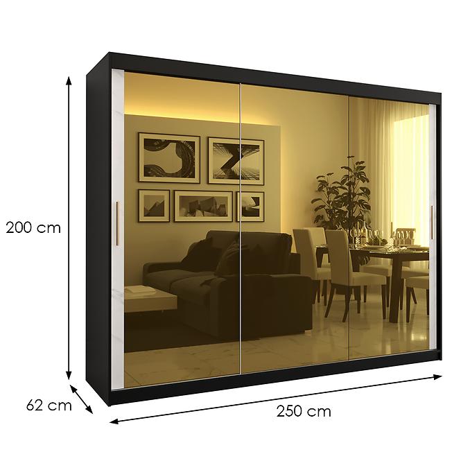 Skriňa Platinum T3 250 čierna marmur/biely