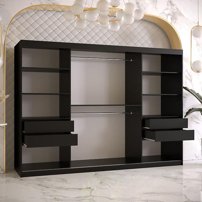 Skriňa Platinum T3 250 čierna marmur/biely