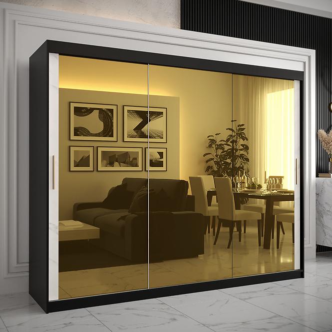 Skriňa Platinum T3 250 čierna marmur/biely