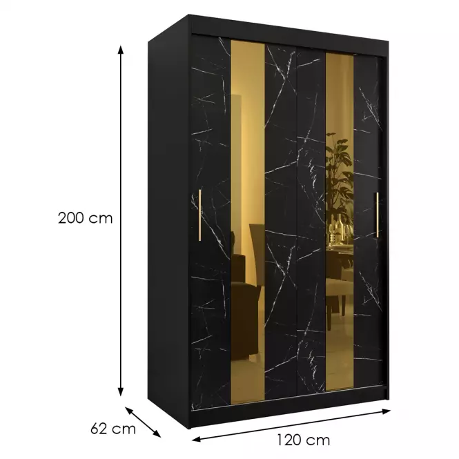 Skriňa Platinum Pole 120 čierna marmur/čierna