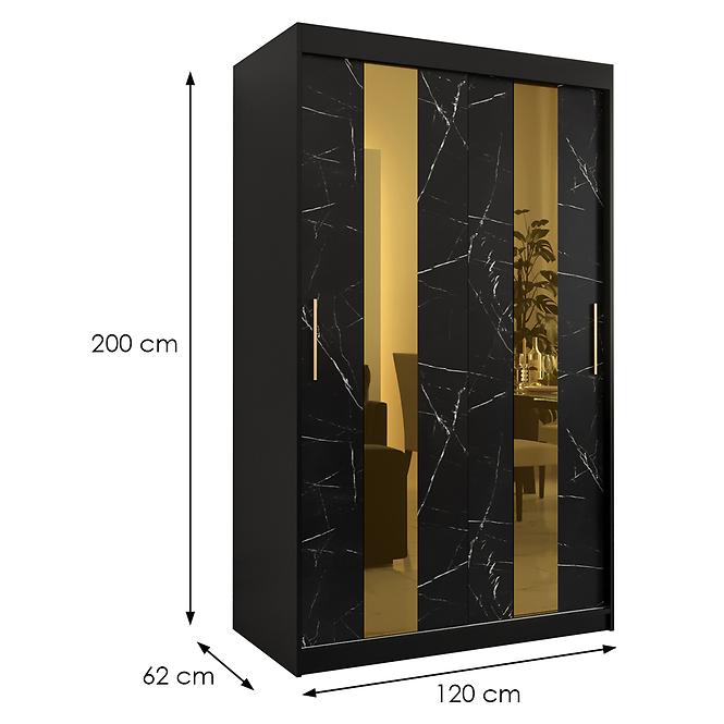 Skriňa Platinum Pole 120 čierna marmur/čierna