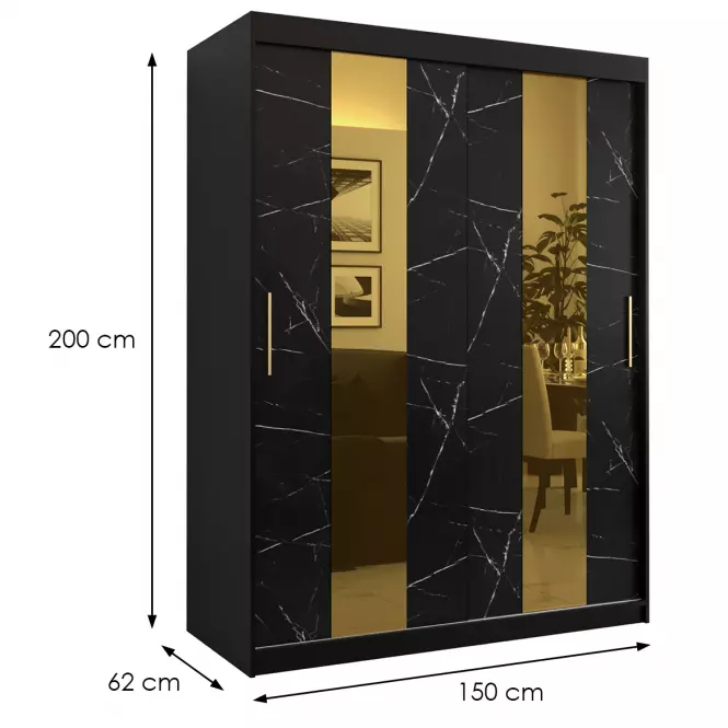 Skriňa Platinum Pole 150 čierna marmur/čierna