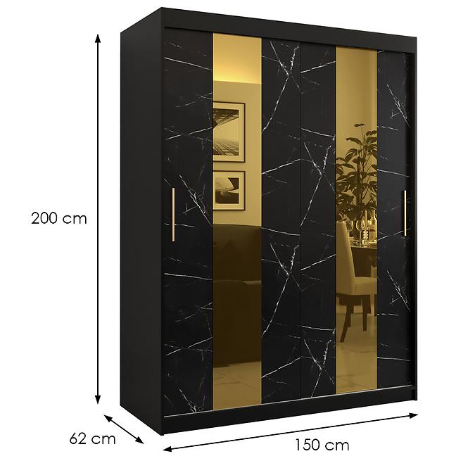 Skriňa Platinum Pole 150 čierna marmur/čierna