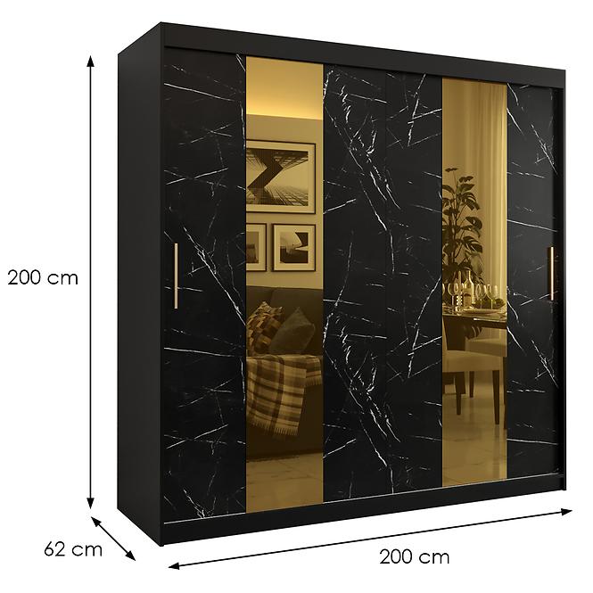 Skriňa Platinum Pole 200 čierna marmur/čierna,2