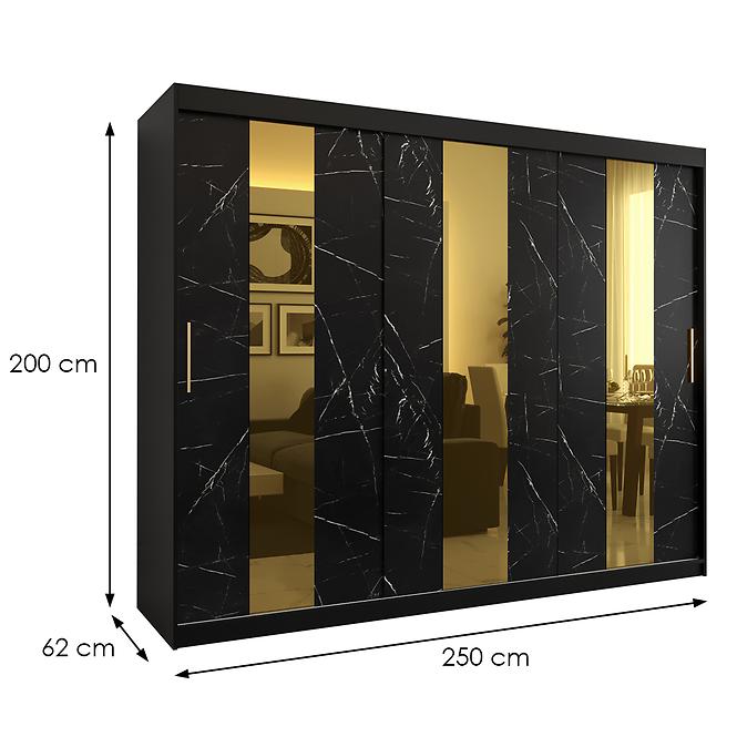 Skriňa Platinum Pole 250 čierna marmur/čierna
