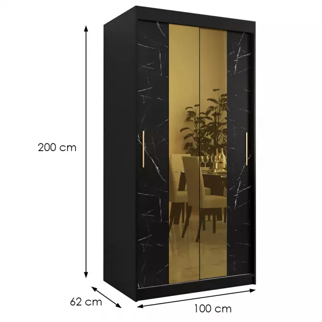 Skriňa Platinum T1 100 čierna marmur/čierna
