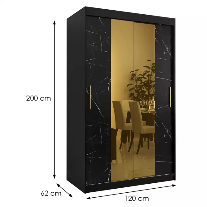 Skriňa Platinum T1 120 čierna marmur/čierna,2
