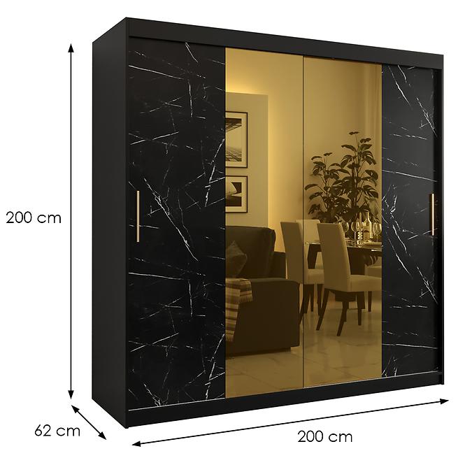 Skriňa Platinum T1 200 čierna marmur/čierna