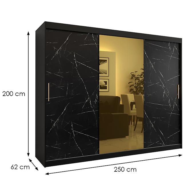 Skriňa Platinum T1 250 čierna marmur/čierna