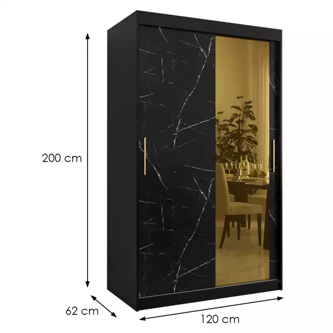 Skriňa Platinum T2 120 čierna marmur/čierna