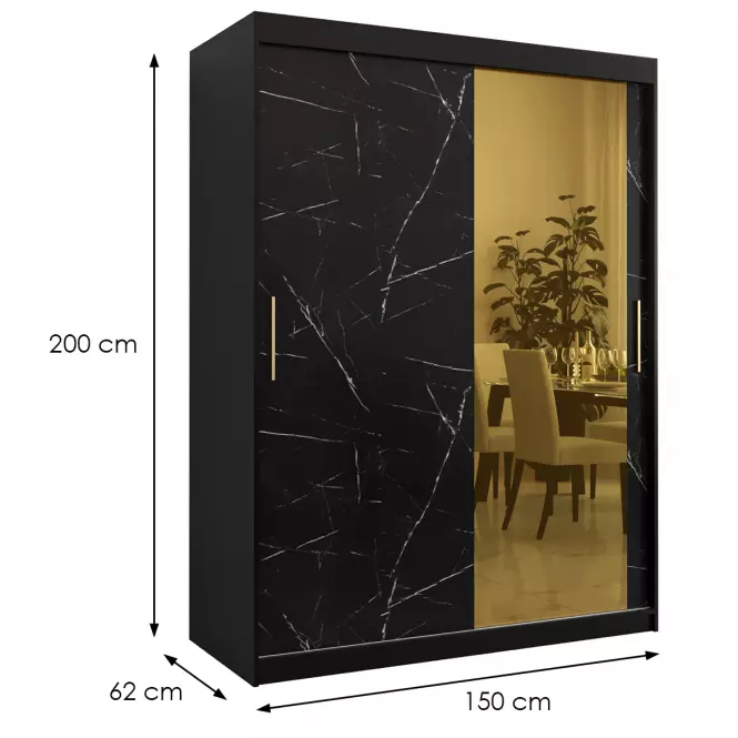 Skriňa Platinum T2 150 čierna marmur/čierna