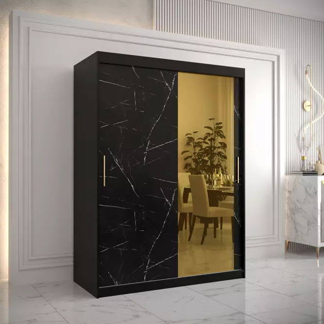 Skriňa Platinum T2 150 čierna marmur/čierna