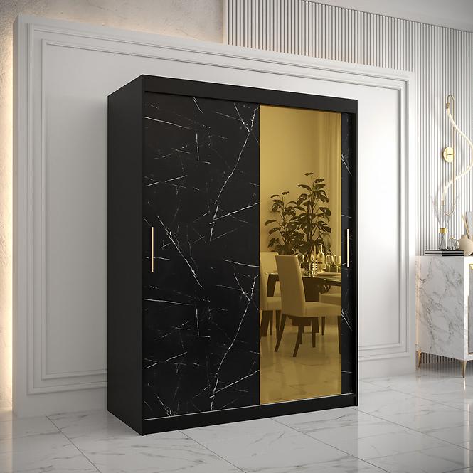 Skriňa Platinum T2 150 čierna marmur/čierna,5