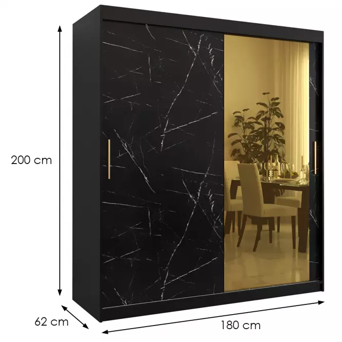 Skriňa Platinum T2 180 čierna marmur/čierna