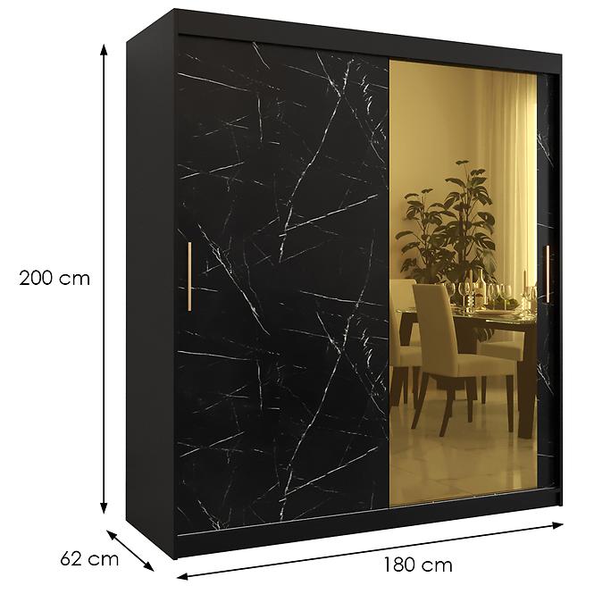 Skriňa Platinum T2 180 čierna marmur/čierna