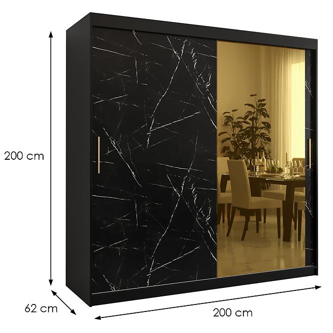Skriňa Platinum T2 200 čierna marmur/čierna