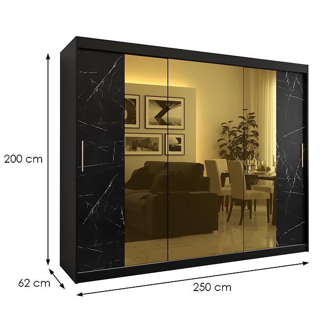 Skriňa Platinum T2 250 čierna marmur/čierna