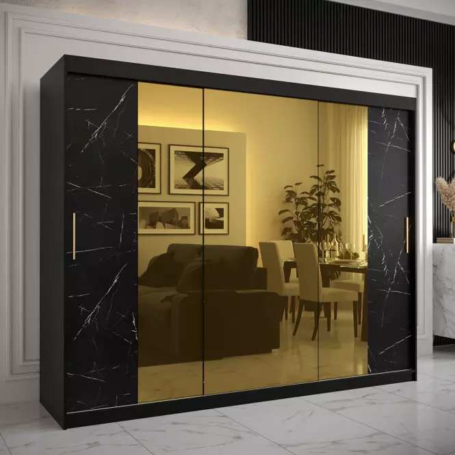 Skriňa Platinum T2 250 čierna marmur/čierna