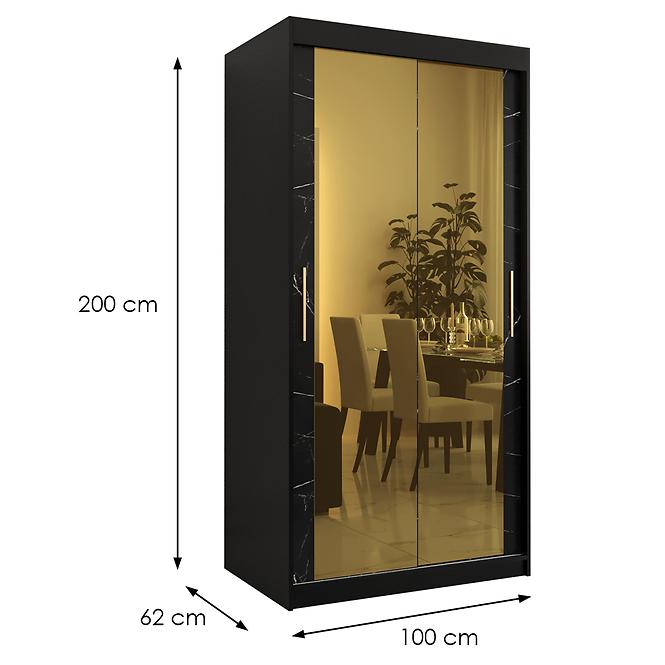 Skriňa Platinum T3 100 čierna marmur/čierna