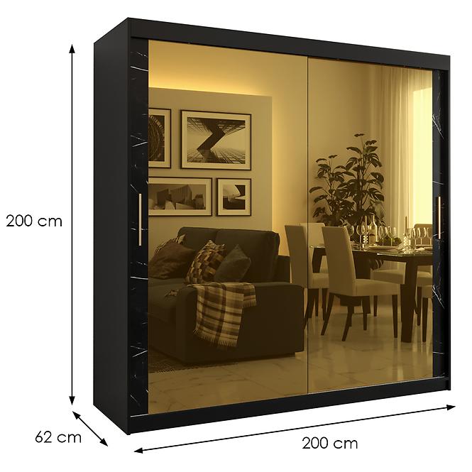 Skriňa Platinum T3 200 čierna marmur/čierna