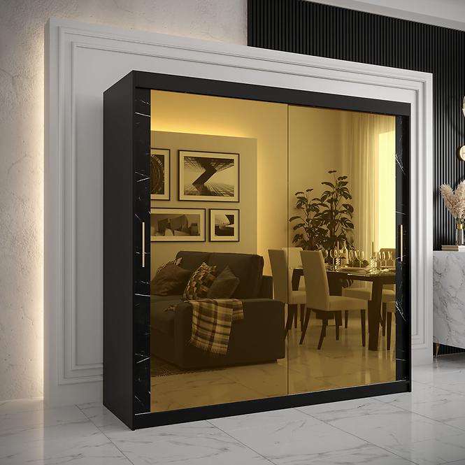 Skriňa Platinum T3 200 čierna marmur/čierna