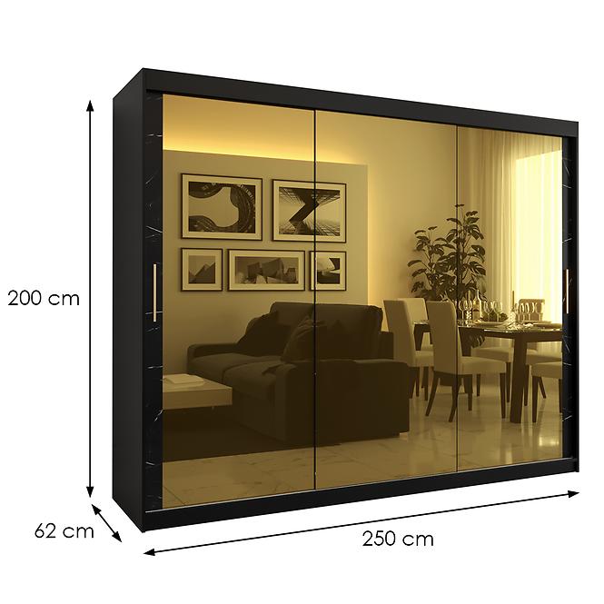 Skriňa Platinum T3 250 čierna marmur/čierna