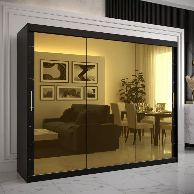 Skriňa Platinum T3 250 čierna marmur/čierna