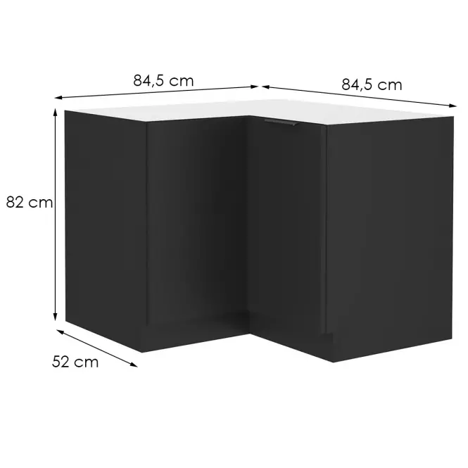 Kuchynská skrinka Siena čierna mat 90x90 Dn 2f bb