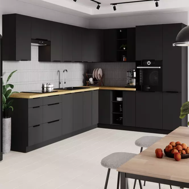 Kuchynská skrinka Siena čierna mat 90x90 Dn 2f bb