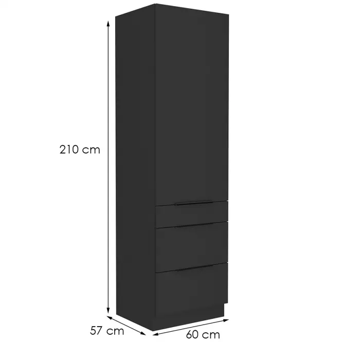 Kuchynská skrinka Siena čierna mat 60dks-210 1f 3s,2