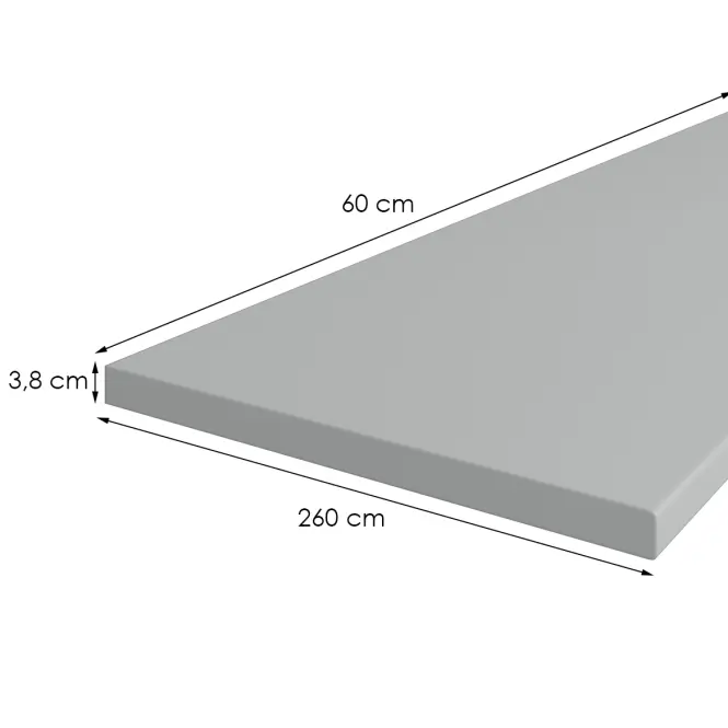 Kuchynská doska 260 cm/38 mm Inox šedá F76112,2