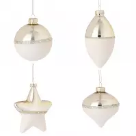 Sklenená guľa biele zlato mix 8 cm 1107224