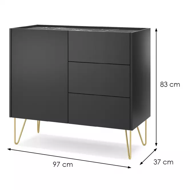 Komoda Harmony KSZ97 čierna grafit/mramor black