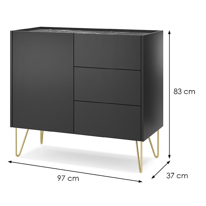 Komoda Harmony KSZ97 čierna grafit/mramor black