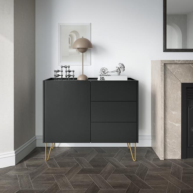 Komoda Harmony KSZ97 čierna grafit/mramor black