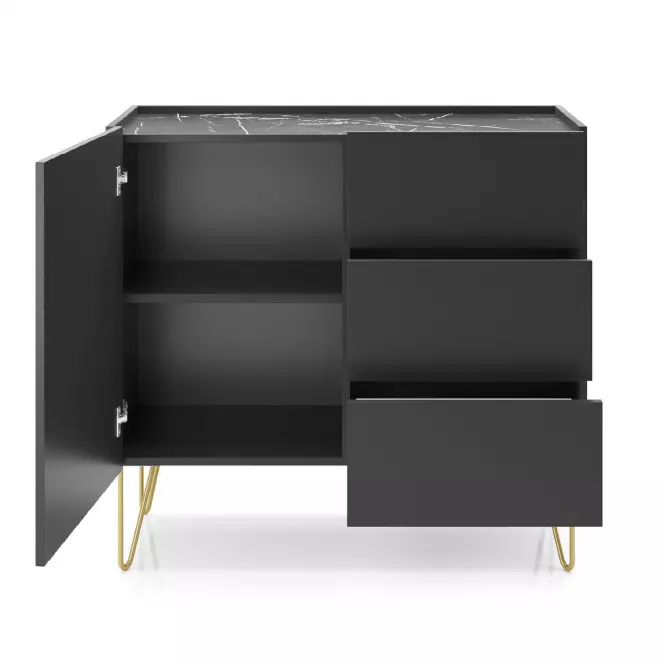 Komoda Harmony KSZ97 čierna grafit/mramor black