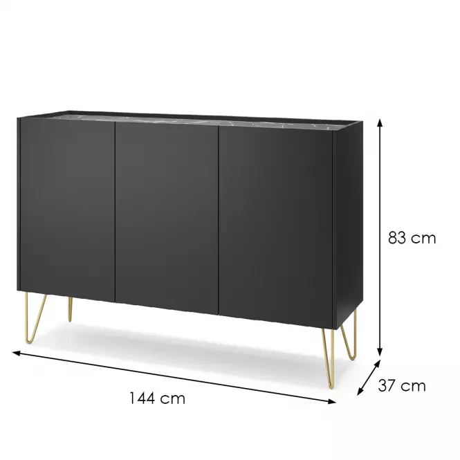 Komoda Harmony K144 čierna grafit/mramor black,2