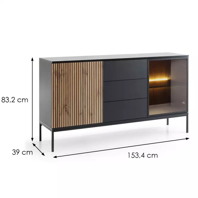 Komoda Sento KSZ154 čierna/dub wotan,2