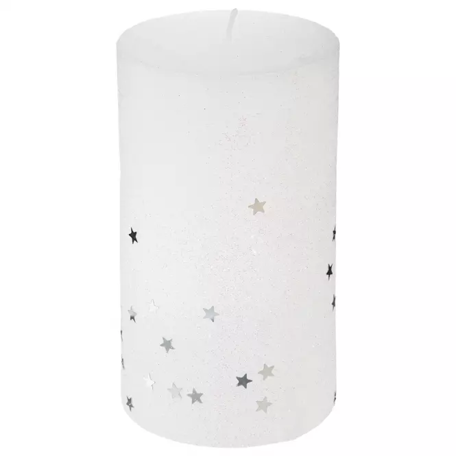 Svieca trblietky biela L12x7cm 129848bl