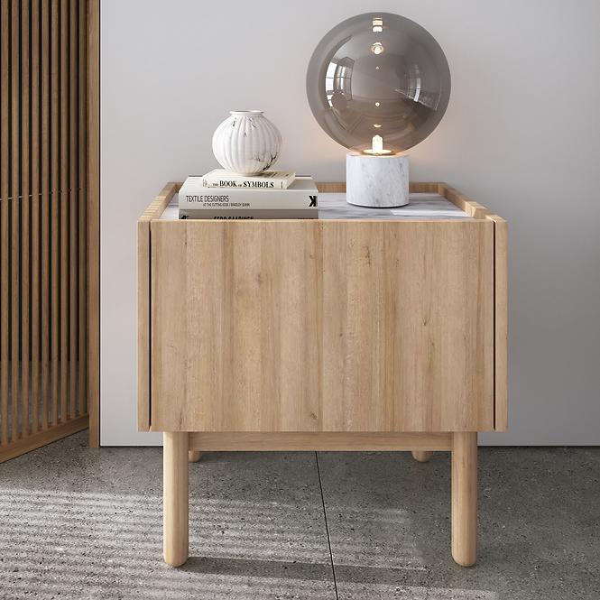Nočný stolík Boho S50 rivera/mramor bianco