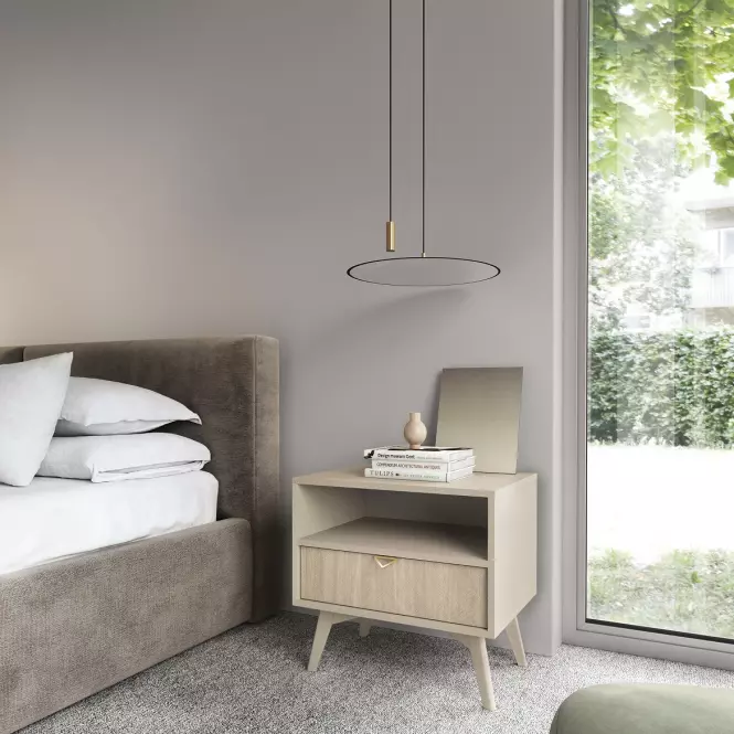 Nočný stolík Forest S54 piesková béžová/jedľová scandi
